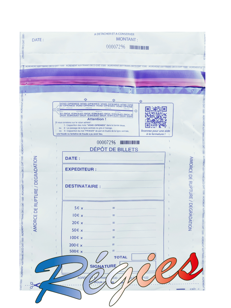 Pochettes billets Haute Sécurité / compatibles dépôts régies publiques